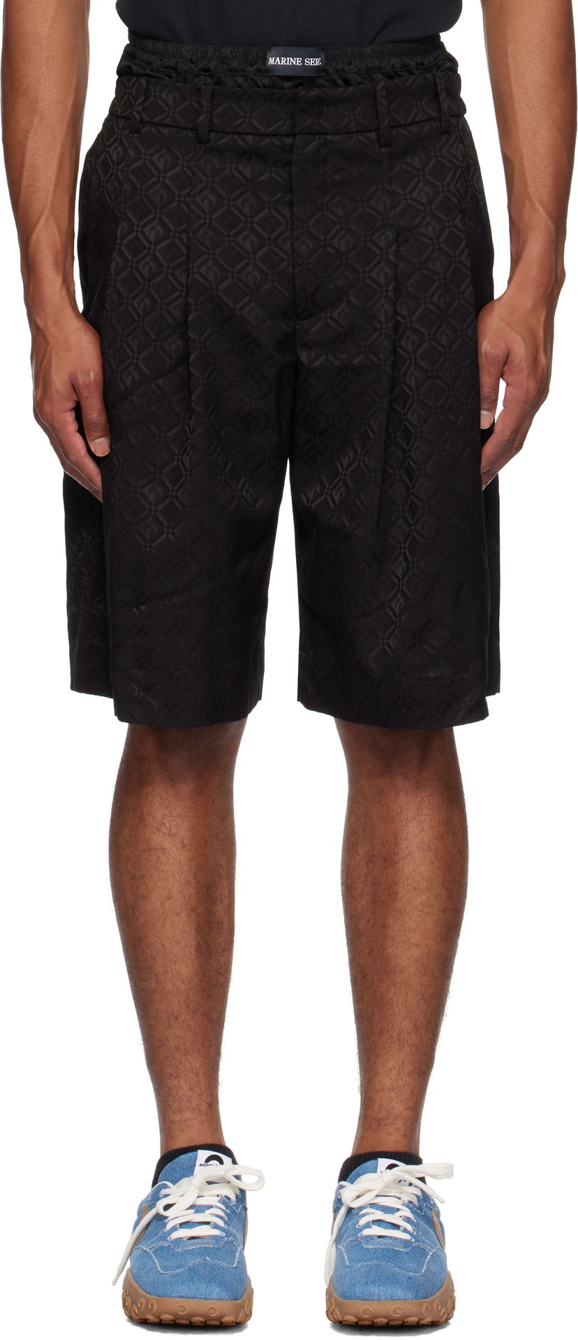 Kratke hlače Marine Serre Moon Diamond Jacquard Tailoring Shorts Črna | MSH010A CWOV0024
