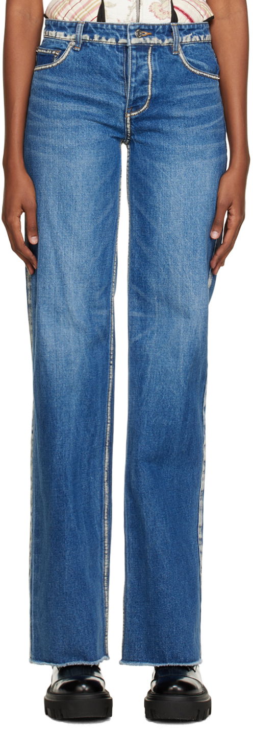 Kavbojke We11done We11done Worn Jeans Modra | WD-DP3-22-382-W-BL