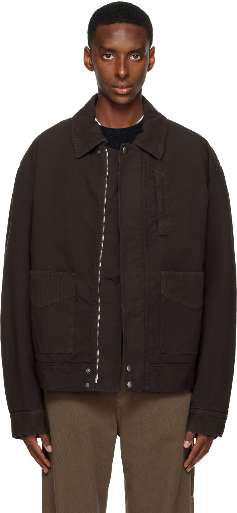 Jakna Dries Van Noten Dries Van Noten Collared Zip-Up Insulated Jacket Rjava | 252-020577-2101