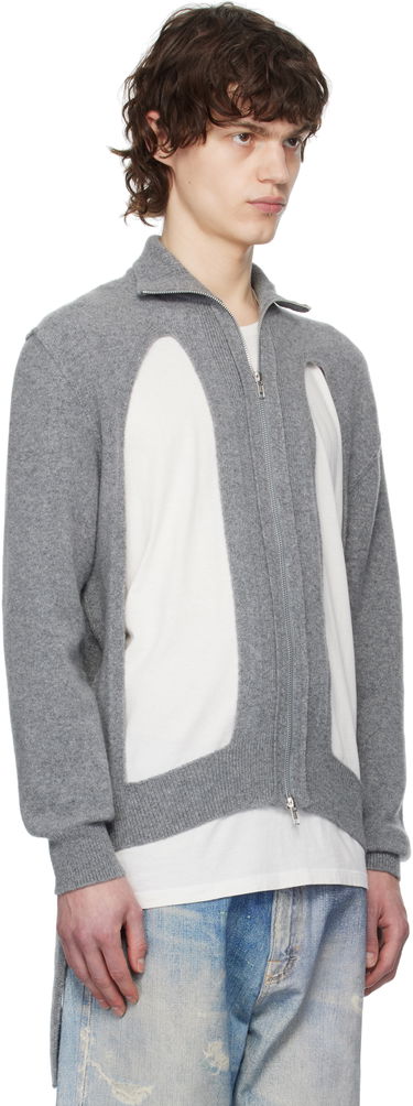 Pleteni pulover Simone Rocha Simone Rocha Zip Up Cut Out Window Cardigan Siva | LMK4M 0660, 1