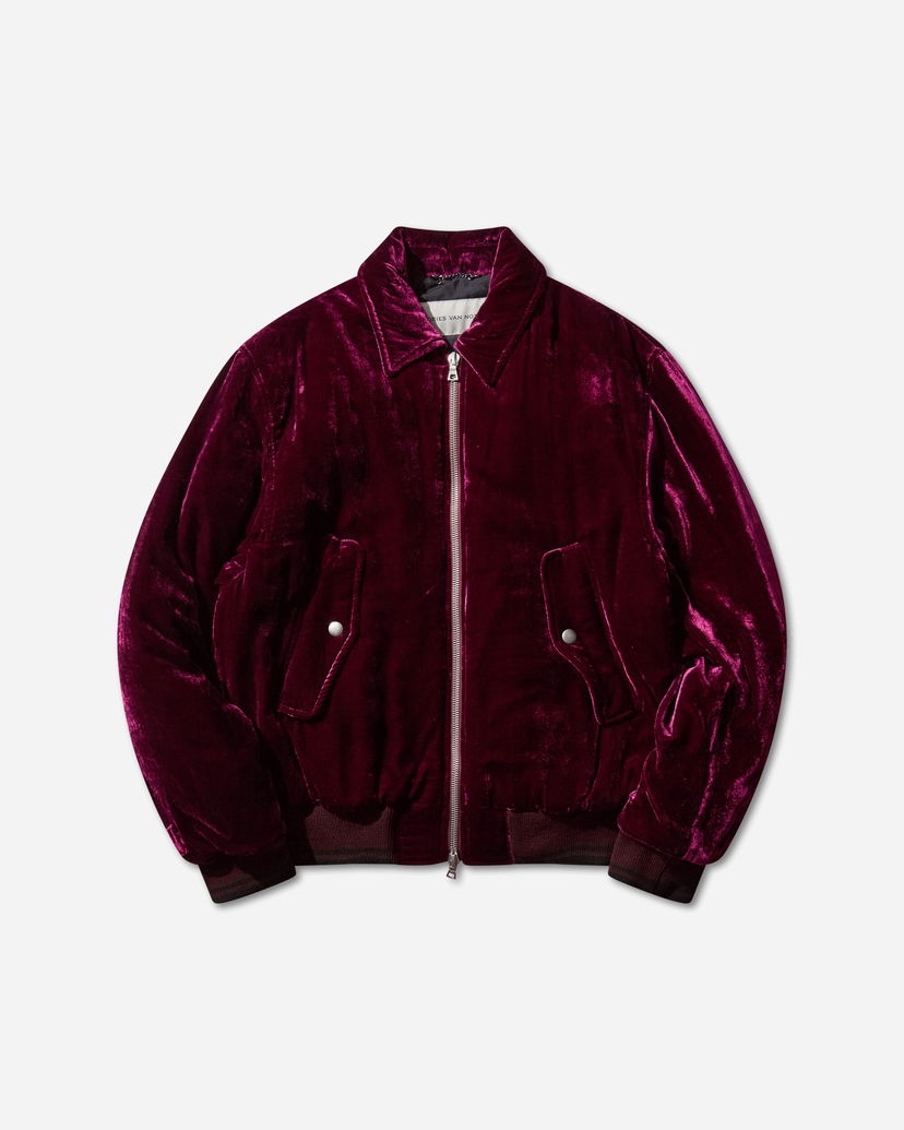 Bomber jakna Dries Van Noten Velvet Bomber Jacket Bordo | 252-020560-2282 400