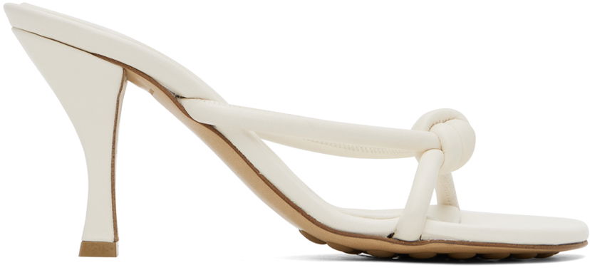 Nega čevljev Bottega Veneta Bottega Veneta Blink Knotted Leather Heeled Mules Bež | 775418 V3H60
