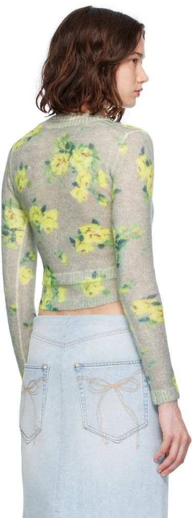 Pleteni pulover Acne Studios Acne Studios Layered Mohair Floral Cardigan Zelena | A60570-, 2