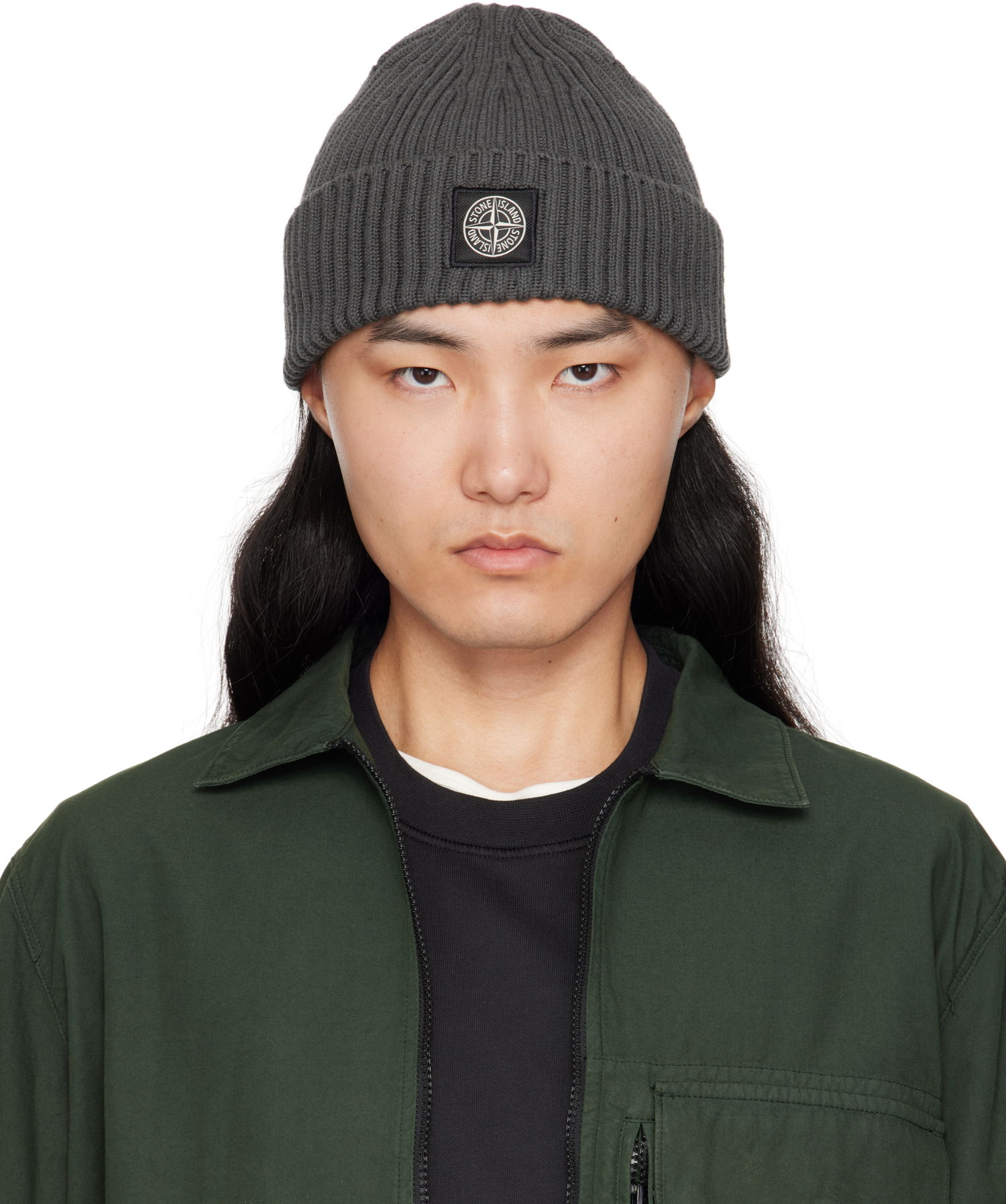 Beanie Stone Island Stone Island Full Rib RWS Wool Beanie Siva | K2S15 N100002 S00C3, 0