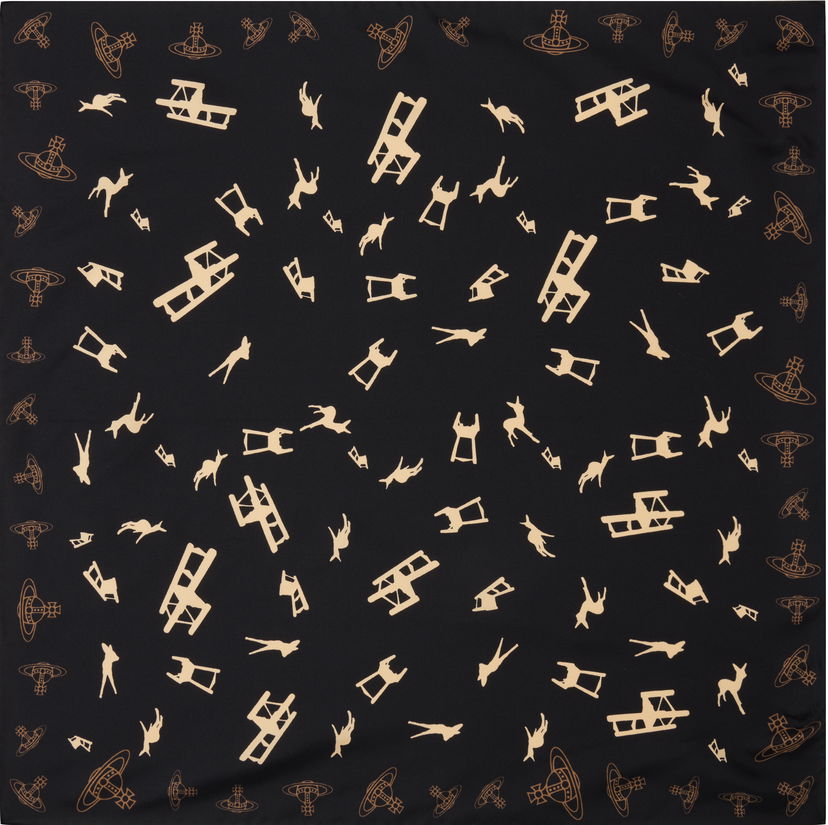 Šala Vivienne Westwood Vivienne Westwood Deer Chair Print Square Scarf Črna | 8103014X-W014E-