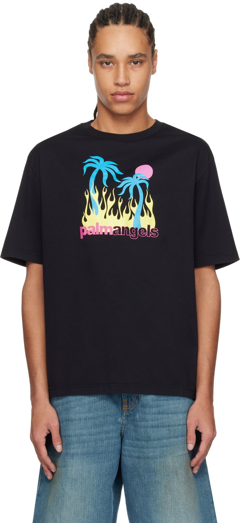 Majica Palm Angels Palm Angels Burning Oasi Graphic T-Shirt Črna | PMAA089S25JER0021084