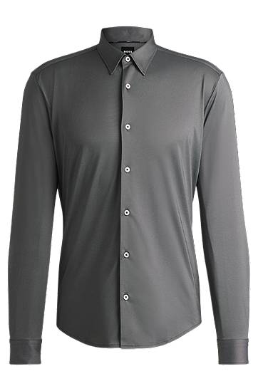 Srajce BOSS Men's Slim Fit Performance-Stretch Shirt Siva | 50533434