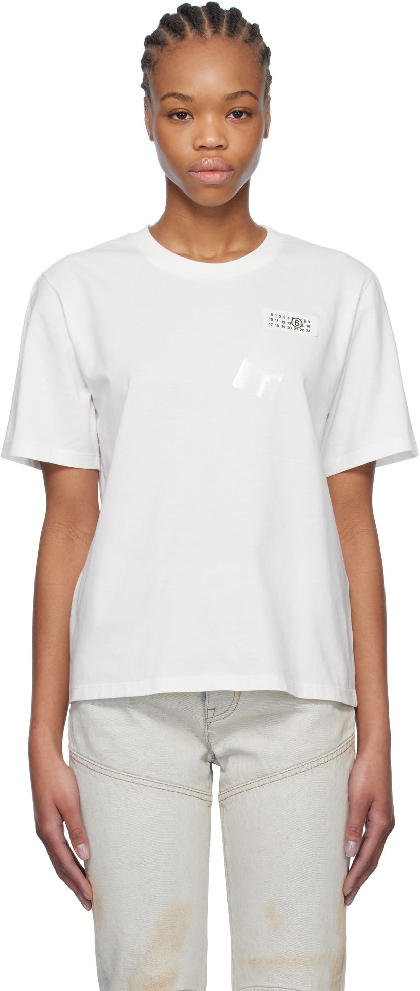 Majica Maison Margiela MM6 Maison Margiela Taped Logo T-Shirt Bela | S52GC0336 M20048