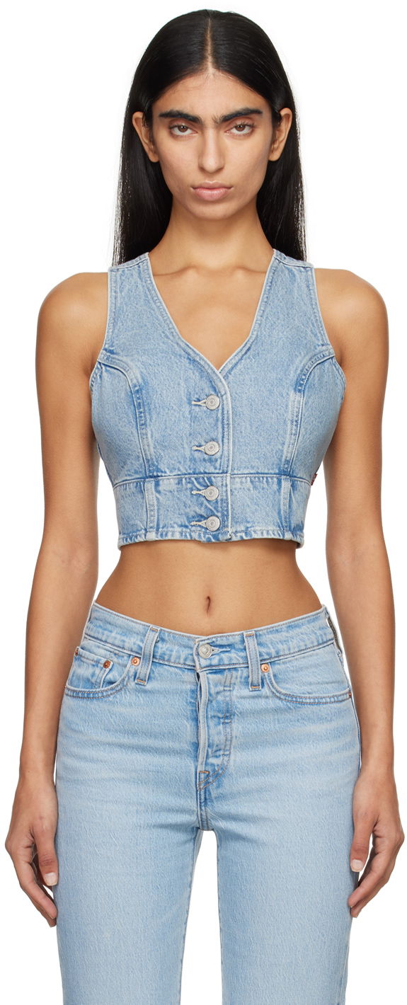Majica brez rokavov Levi's Denim Tank Top Modra | 000MU-0000