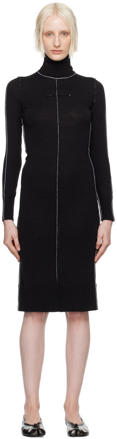 Obleke Maison Margiela MM6 Black Turtleneck Midi Dress Črna | S52DG0019 M13037