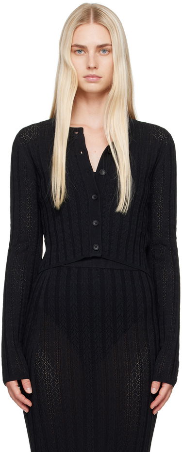 Pleteni pulover Loulou de Saison Loulou de Saison Adiro Knit Cardigan Črna | ADIRO, 0