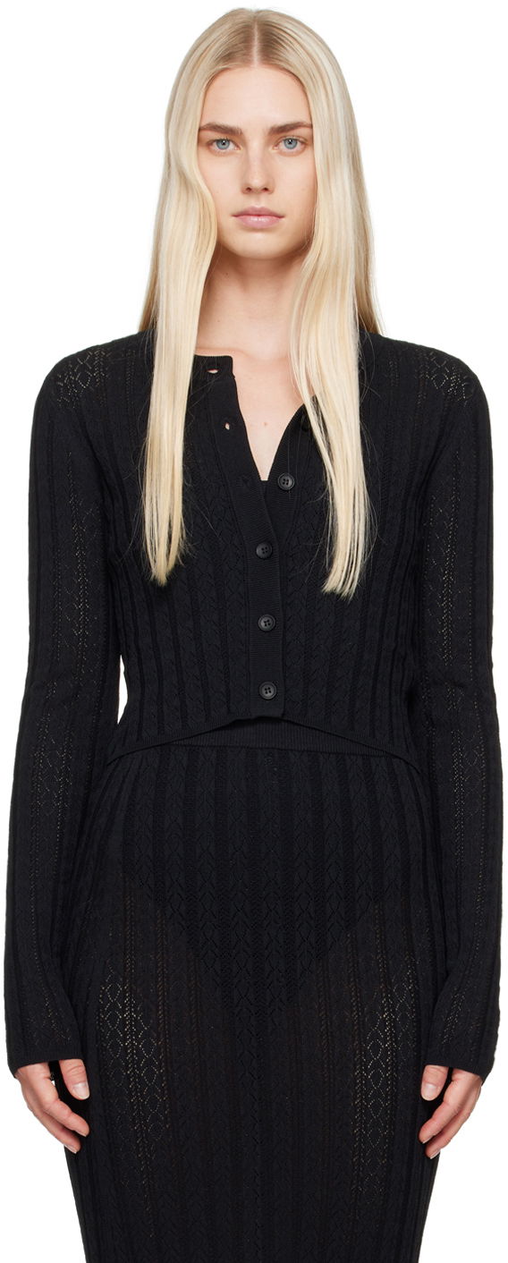 Pleteni pulover Loulou de Saison Loulou de Saison Adiro Knit Cardigan Črna | ADIRO