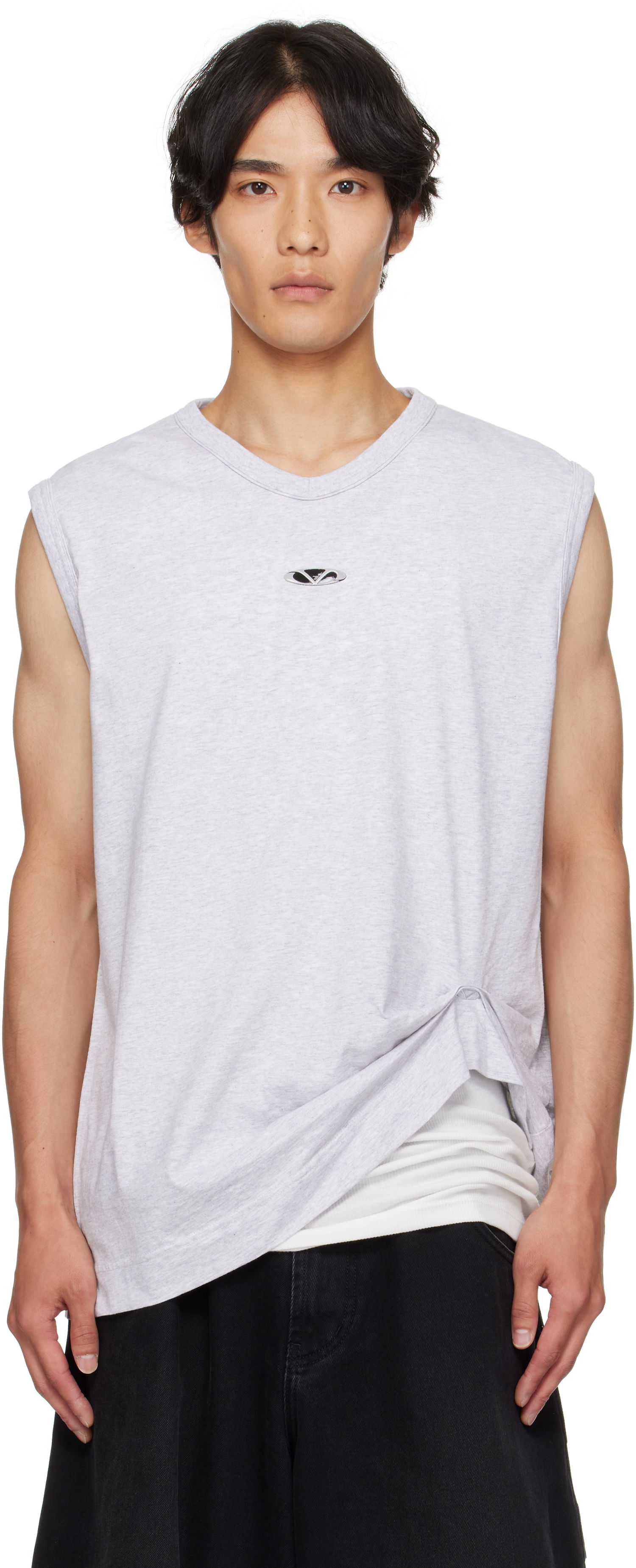 Majica brez rokavov VETEMENTS Vetements Oval Logo Jersey Tank Top Siva | UH76TR550G, 0