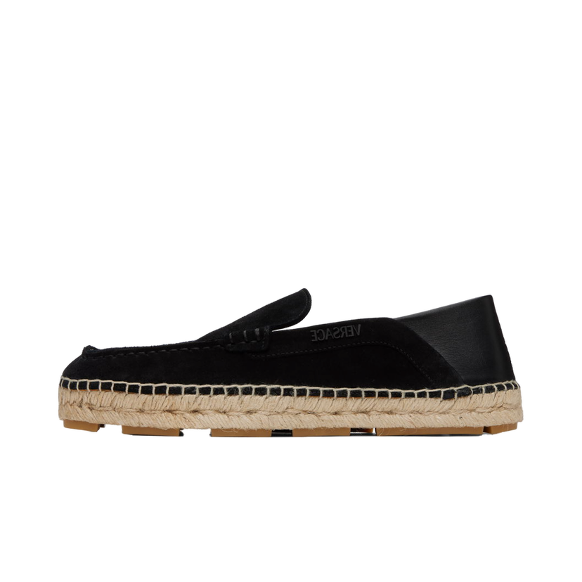 Superge in čevlji Versace Black Logo Suede Espadrilles Črna | 1015926_1A11237