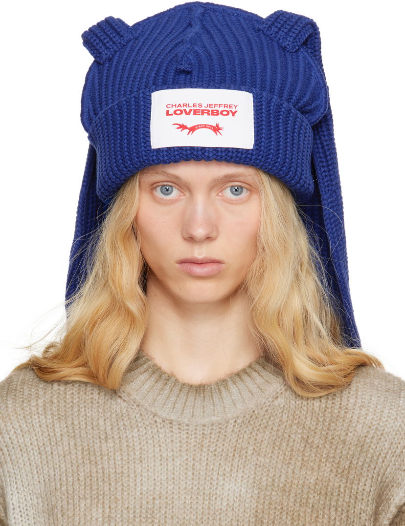 Beanie Charles Jeffrey Loverboy Charles Jeffrey LOVERBOY Chunky Knit Rabbit Beanie Modra | 54130401