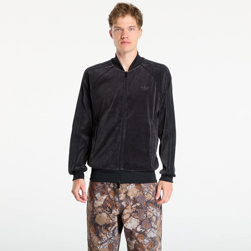 Pulover adidas Originals Sweatshirt adidas SST Adicolor Velour Track Top Black Črna | JX1559