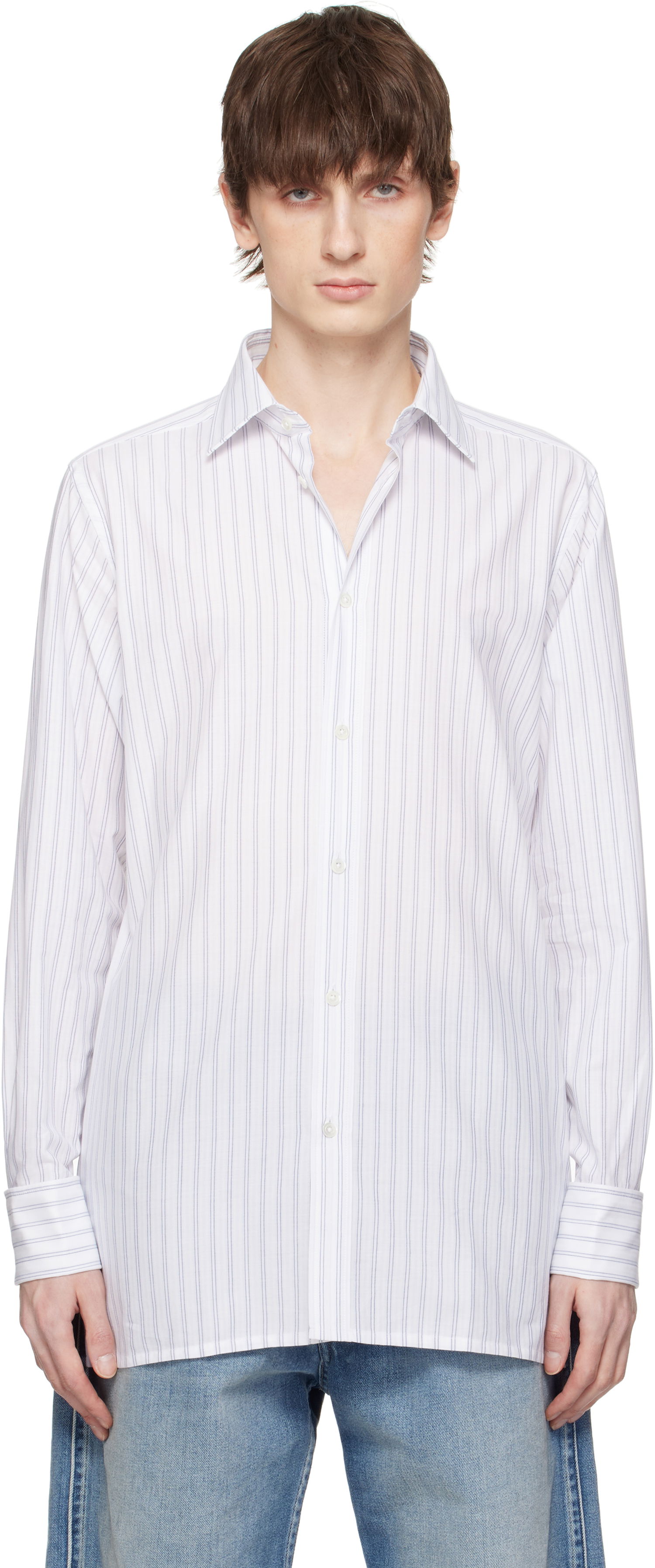 Srajce Maison Margiela Maison Margiela Striped Long-Sleeved Shirt Bela | S50DT0048 M35280, 0