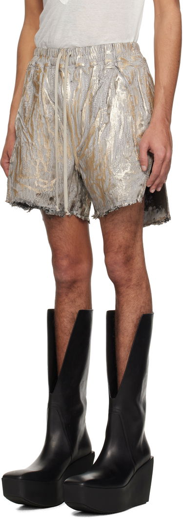 Kratke hlače Rick Owens Rick Owens Hollywood Boxers Cracked Metallic Drawstring Shorts Kovinski | RR01E5306 SGMC, 3