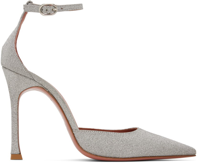 Superge in čevlji Amina Muaddi Glitter Pump Heels Siva | KIM PUMP SR GLITTER