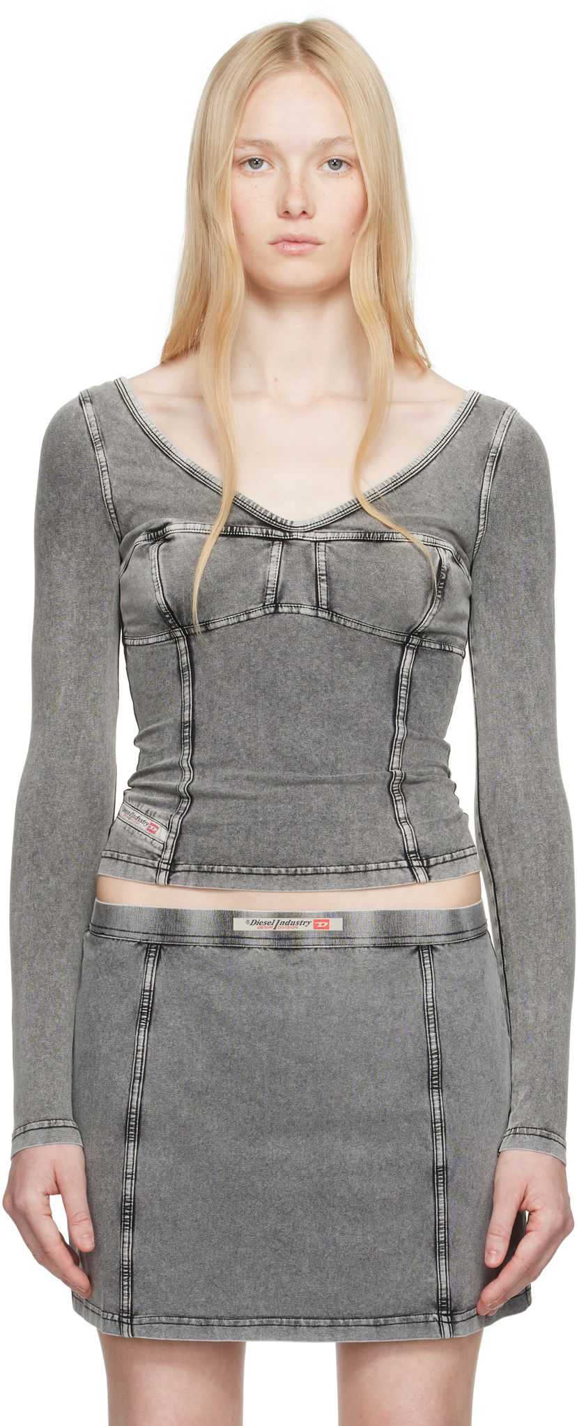 Krila Diesel Diesel T-Elin Long Sleeve Top Siva | A16595 0NJBJ