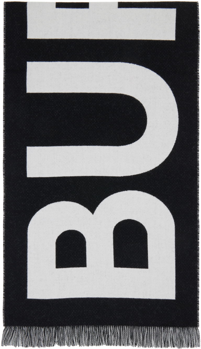 Šala Burberry Jacquard Logo Scarf Black & White Črna | 8054214
