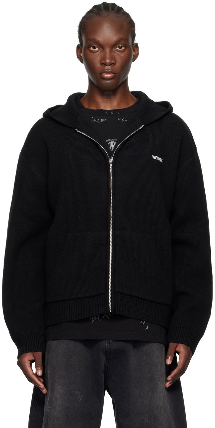 Pulover We11done We11done Knit Zip-Up Hoodie Črna | WD-KJ2-24-609-M-BK