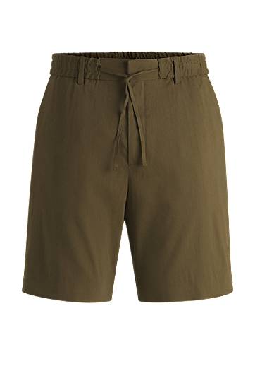 Kratke hlače BOSS Linen-Blend Formal Shorts Zelena | 50540694