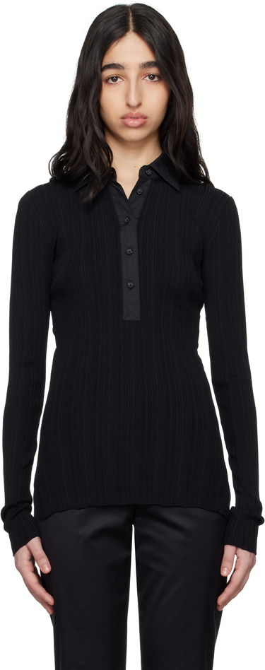Polo majica TOTEME TOTEME Half-Placket Knit Top Črna | 252-WRT0453-YA0044, 0