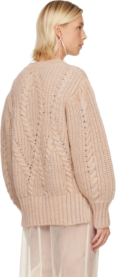 Pleteni pulover Simone Rocha Simone Rocha Embellished Puff Sleeve Chunky Knit Sweater Bež | MZMK4B 0665, 2
