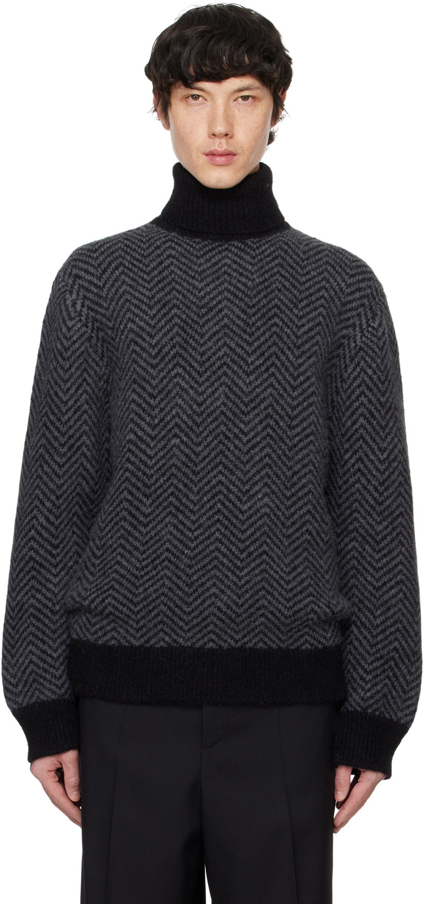 Pleteni pulover Officine Générale Turtleneck Sweater Siva | W24MKNT321