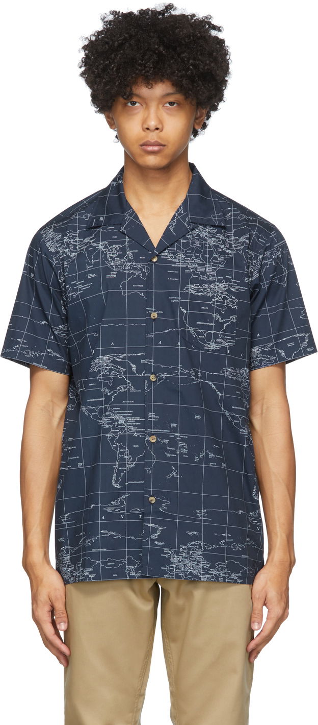 Srajce CLOT Clot Global Haze Print Shirt Mornarica | CLSH20SS20011