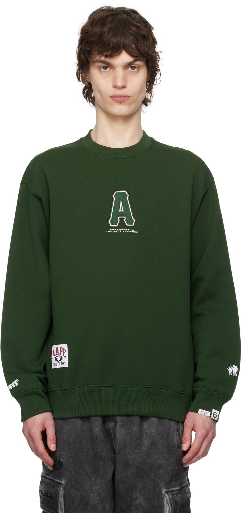 Pulover AAPE by A Bathing Ape AAPE by A Bathing Ape Injection Crewneck Sweatshirt Zelena | AAPSWMC336XXNGRD