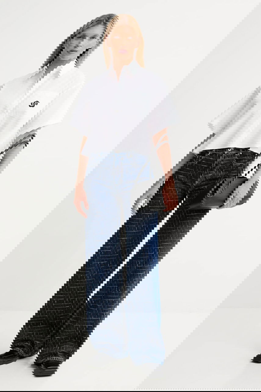 Kavbojke KENZO Kenzo Wide Leg Jeans with Geometric Stitching Modra | FF62DP2176V3, 1