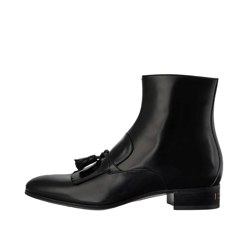 Superge in čevlji Gucci Frontal Tassels Detail Ankle Boot Black Črna | 714688 DS8S0 1000