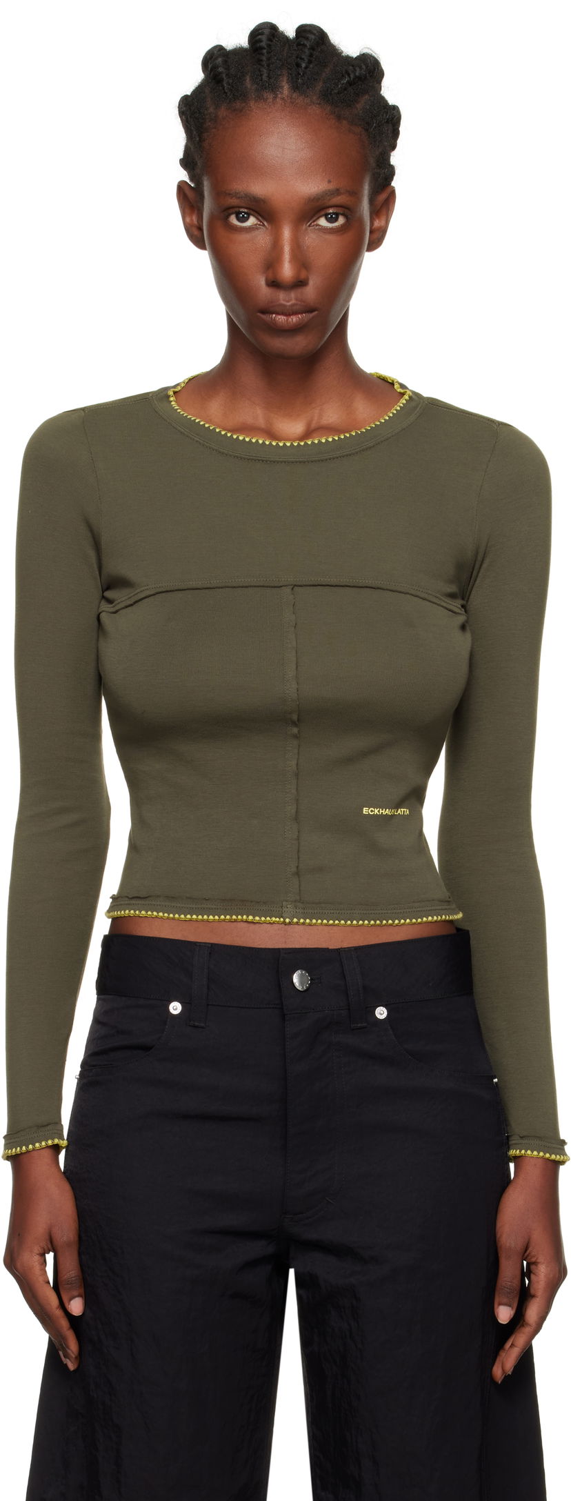 Majica Eckhaus Latta Eckhaus Latta Lapped Baby Crewneck T-Shirt Zelena | 9100-EL-PF25-CE -