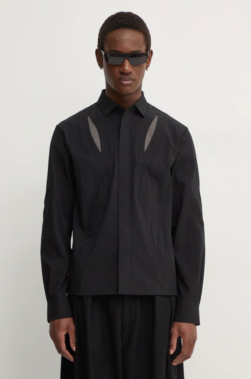 Srajce HELIOT EMIL Slim Black Shirt With Mesh Črna | AW24.M.05.058.BLK01
