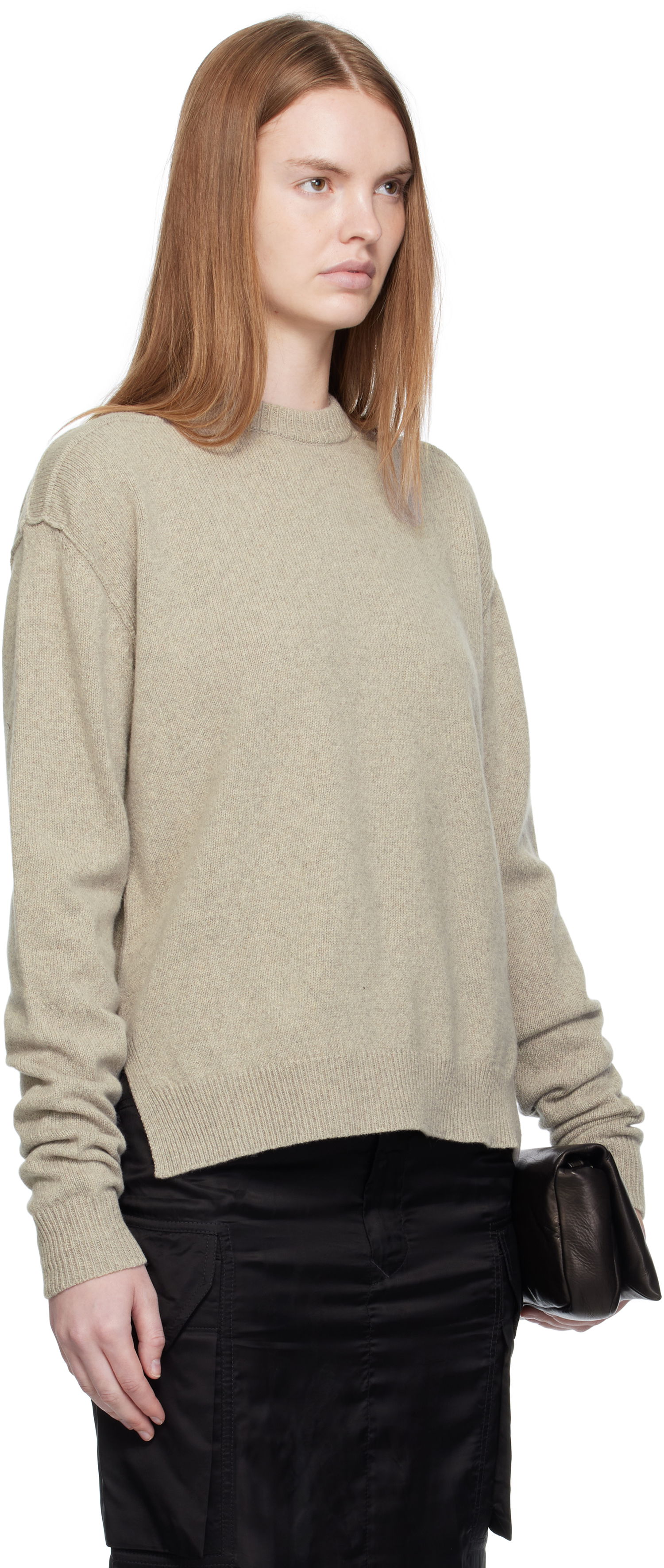 Pleteni pulover Rick Owens Rick Owens Concordians Round Neck Sweater Bež | RP02E4679 WSBR, 1
