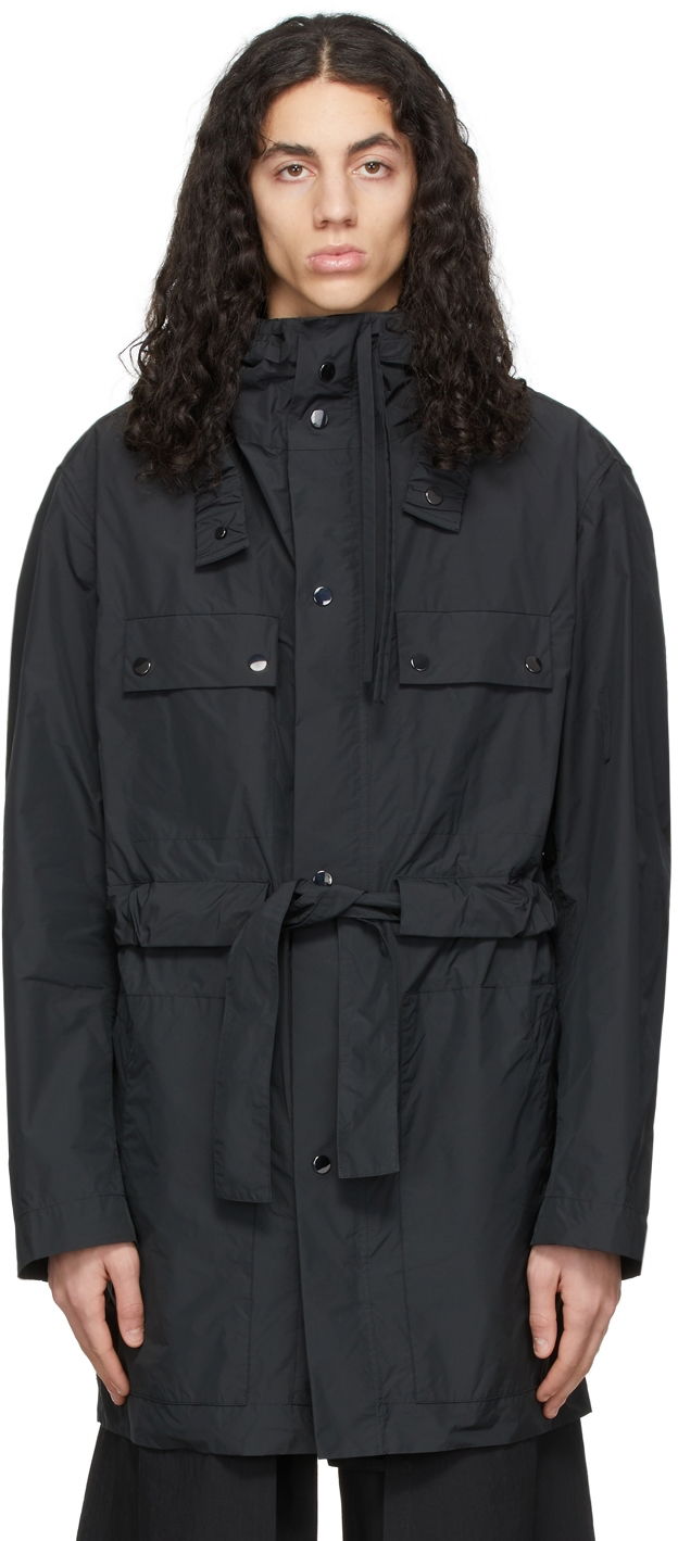 Parka Craig Green Hooded Drawstring Waist Polyester Coat Črna | CGSS22CWOJKT14