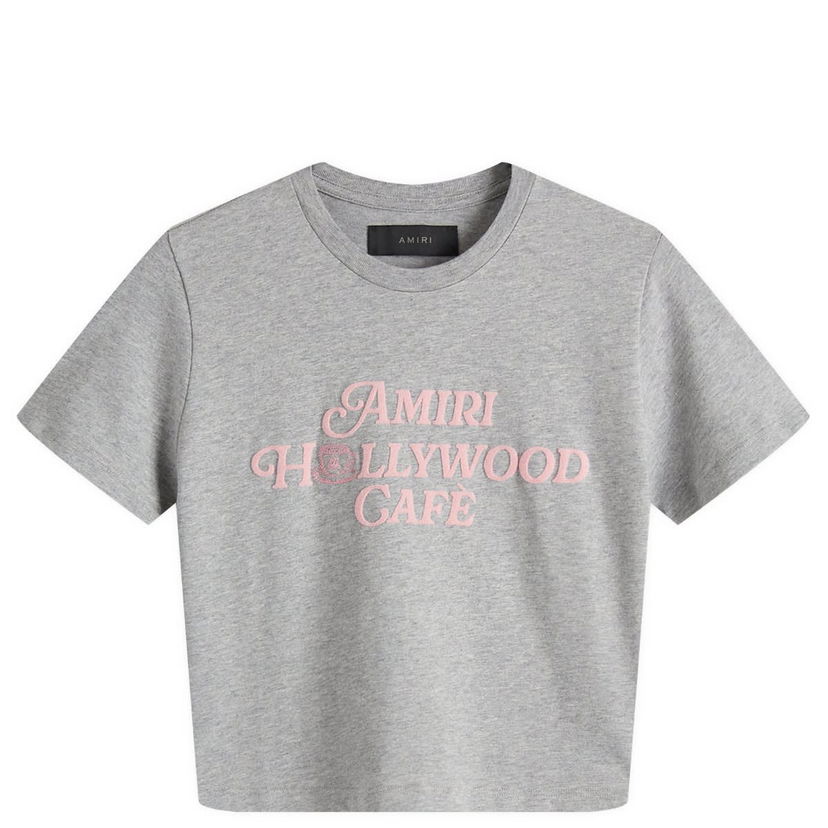 Krop-top AMIRI Amiri Hollywood Cafe Baby T-Shirt Siva | AWJYTE1052