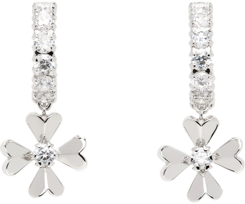 Uhani SHUSHU/TONG YVMIN Edition C-Shape Cruciate Flower Earrings Kovinski | 23318SLV00DN2