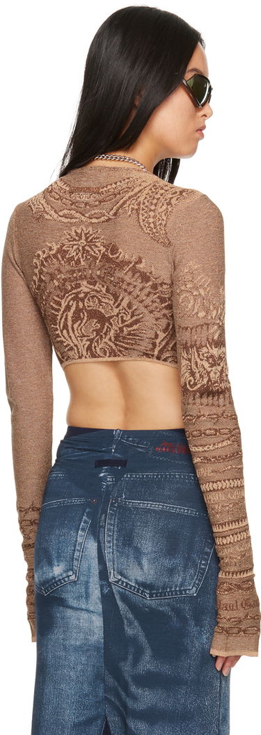 Krop-top Jean Paul Gaultier Soleil Long Sleeve Crop Top Rjava | 23/15-F-TO124-M061-9715, 2