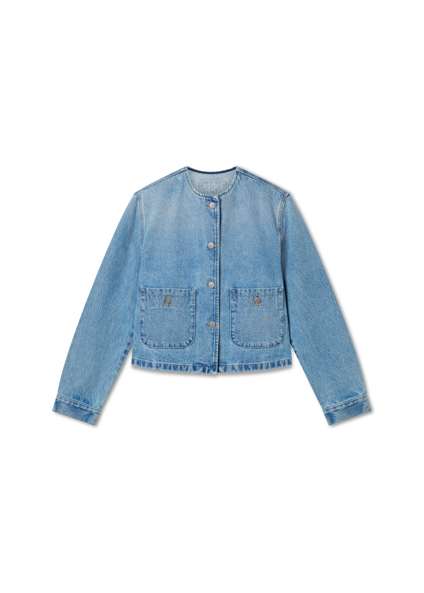 Jakna AXEL ARIGATO Collarless Denim Jacket Modra | A3051001