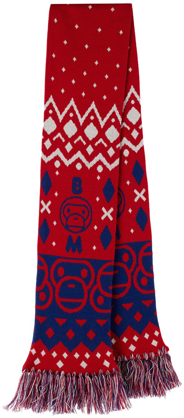 Šala BAPE Baby Milo Nordic Knitted Scarf Rdeča | 002GDI803006K