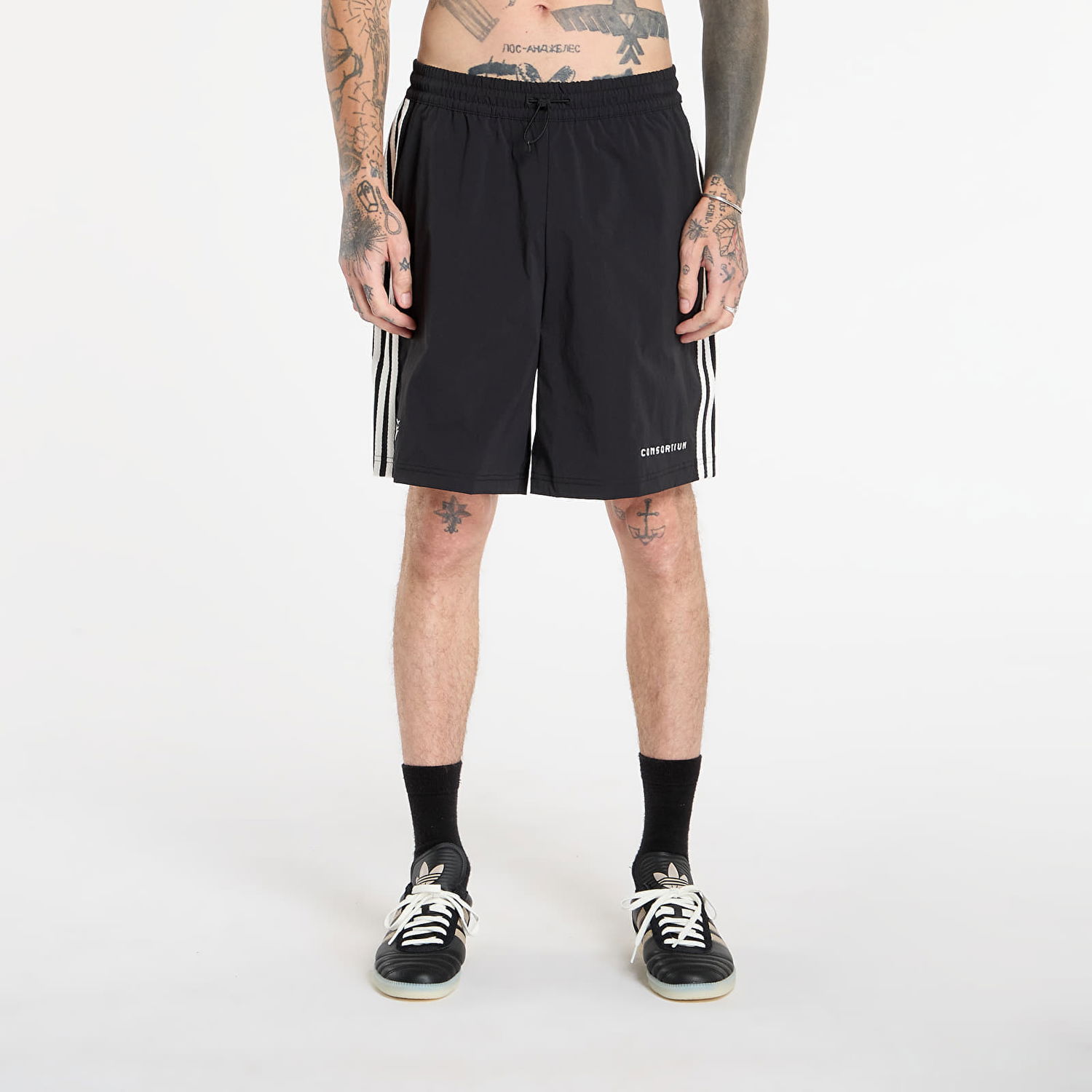 Kratke hlače adidas Originals Three-Stripe Drawstring Shorts Consortium Bež | JY8320, 0