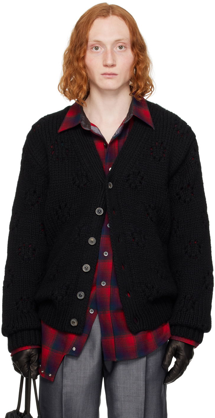 Pleteni pulover Maison Margiela Y-Neck Cardigan Črna | S50HP0005 S18409