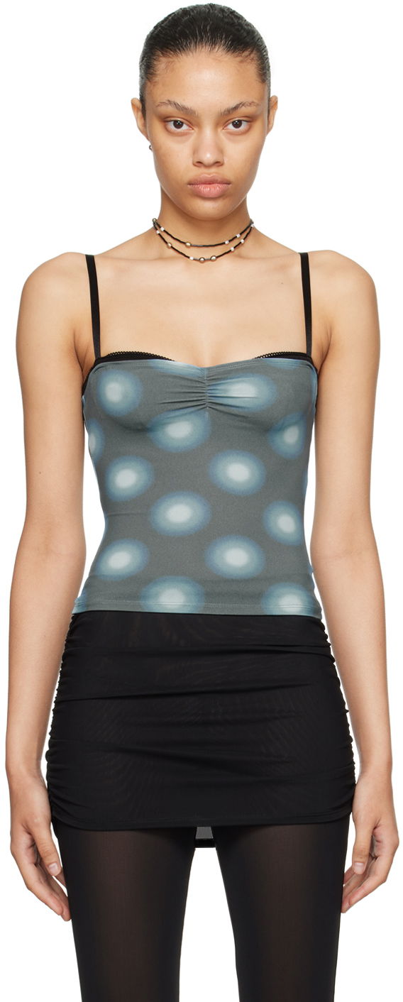 Majica brez rokavov Miaou Miaou Enzo Print Camisole Modra | 7092TKGRB, 0