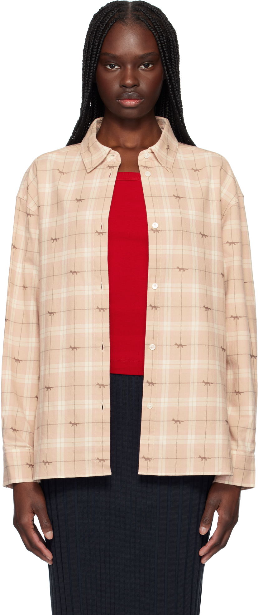 Srajce MAISON KITSUNÉ Maison Kitsuné Light Fox Print Overshirt Bež | OW00431WW0118
