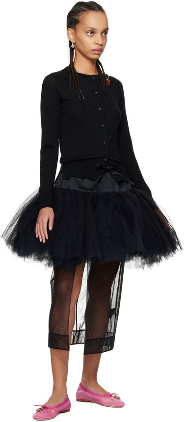 Pleteni pulover Simone Rocha Simone Rocha Embellished Flower Cardigan Črna | KMK13TB 0647, 3