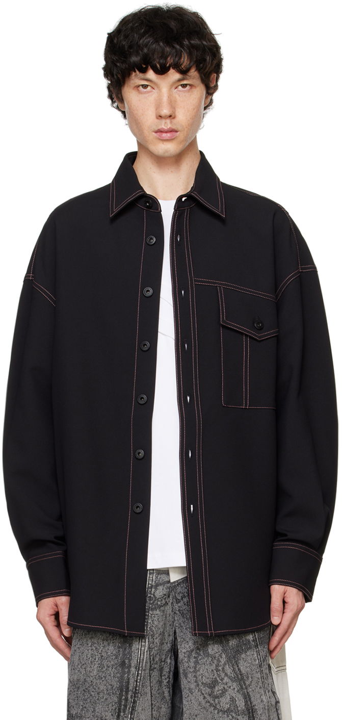 Srajce Feng Chen Wang Feng Chen Wang Contrast Stitch Shirt Črna | FMF16SR06