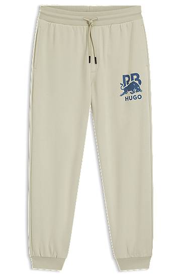 Trenirka BOSS RB cotton-terry tracksuit bottoms with bull graphic Bež | 50549309